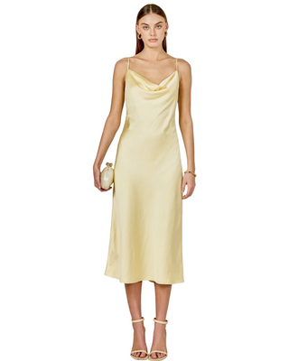 Satin Midi Dress- Lemon