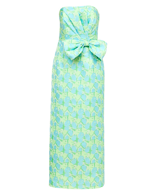 Tiernan Maxi Dress- Capri Blue Tulip Tango Jacquard