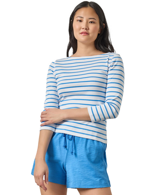Rib Stripe 3/4 Boatneck- Regatta Stripe
