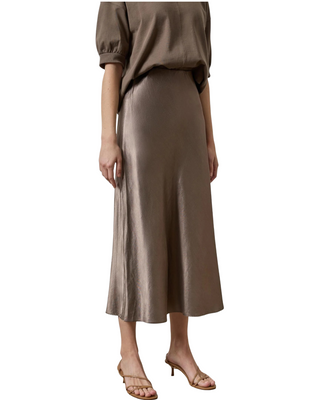 Slub Woven Bias Skirt- Shittake