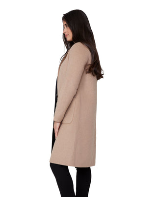 Brushed Reversible Knit Coat- Tan + Black