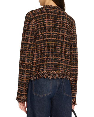 Daphne Fringe Cardigan Jacket- Brown + Black