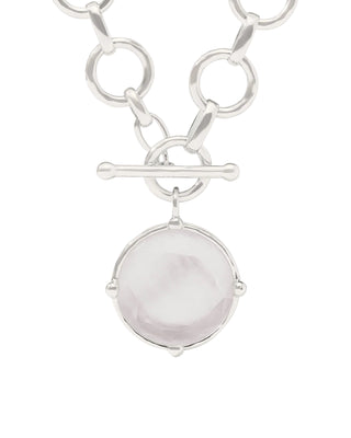 Honeybee Statement Necklace Silver- Iridescent Clear Crystal