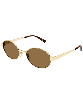 YSL Metal Oval Sunglasses- Gold + Brown