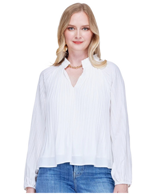 Pleated Peasant Top- White