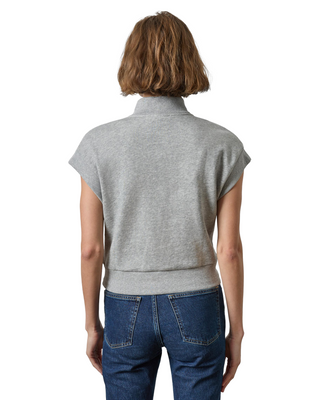 Zip Mock Neck- Heather Gray