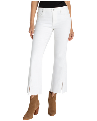 Hannah Twisted Slit Crop Flare- Bright White