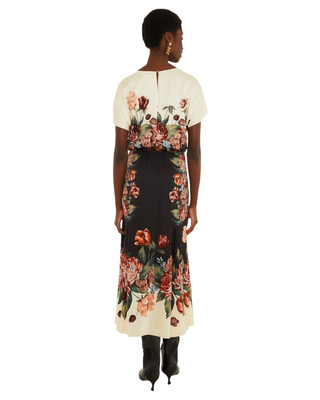 Winter Floral Cream Maxi Dress