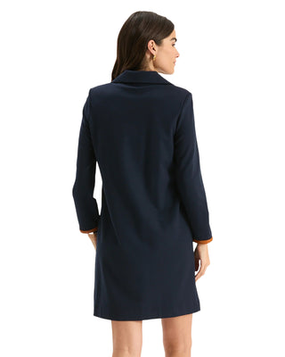 Helena Ponte Trimmed Dress- Mid Navy