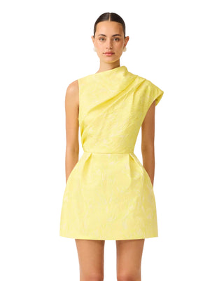 Luella Asymmetric Mini Dress- Yellow