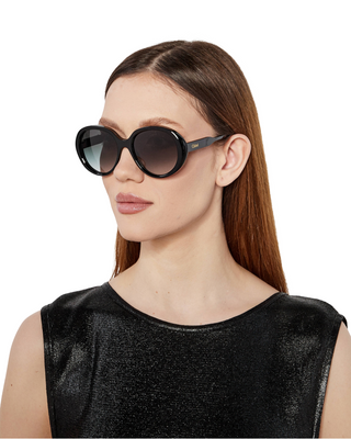 Chloe Gayia Round Sunglasses- Black + Grey