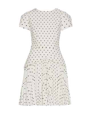 Haddy Short Sleeve Polka Dot Dress- Black + White
