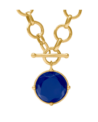 Honeybee Statement Necklace- Gold- Iridescent Sapphire Blue