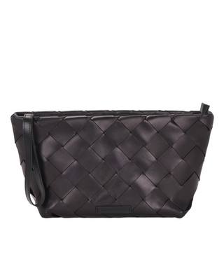 Wide Square Woven Clutch- Chocolate