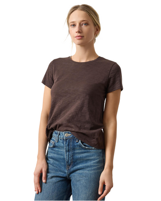 Short Sleeve Back Seam Crewneck- Espresso