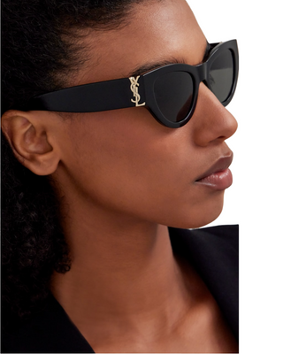 YSL Monogram Cat-Eye Sunglasses- Black + Grey