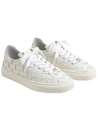 Poppy Woven Sneakers- White Leather