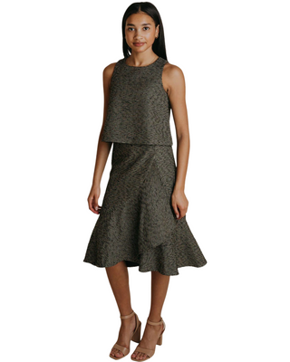 Rae Skirt- Black & Gold Tweed