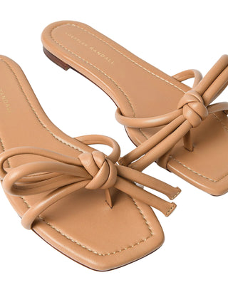 Hadley Leather Bow Flat Sandal- Dune