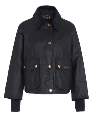 Cropped Beadnell Wax Jacket- Black/Classic