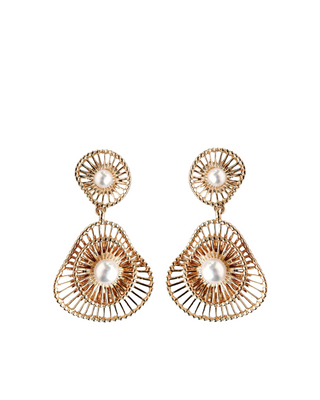Gold Seaside Pearl Drop Statement Earrings