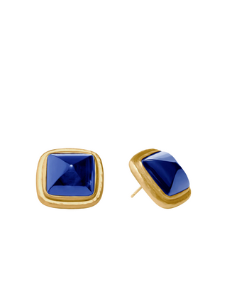 Sahara Stone Stud- Gold- Iridescent Sapphire Blue