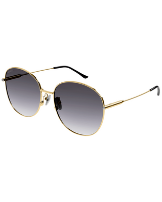 Gucci Round Metal Frame Sunglasses- Gold + Grey