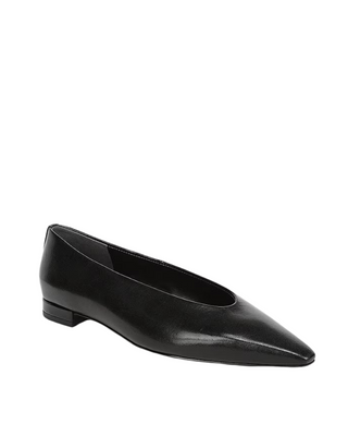 Emory Snip Toe Ballet Flats- Black Leather