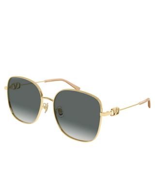 Valentino Oversized Metal Square Sunglasses- Gold/Grey