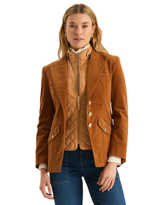 Goldie Corduroy Jacket- Leather Brown