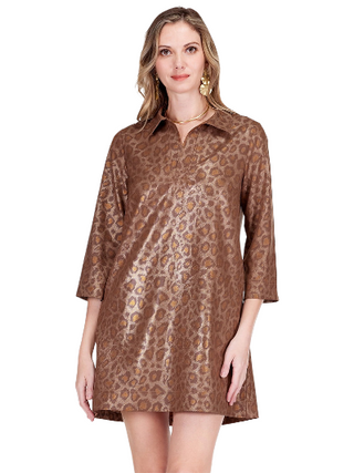 Golden Leopard Collared Dress