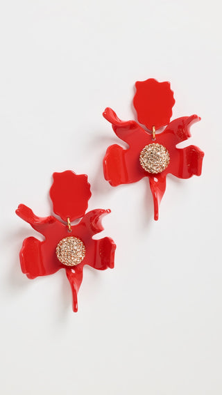 Crystal Lily Earrings- Scarlet