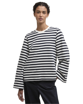 Layla Sweatshirt- Cloud/Dark Navy Stripe