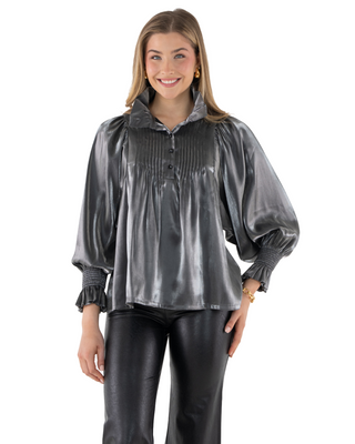 Charlotte Top- Black Tie Metallic Rayon