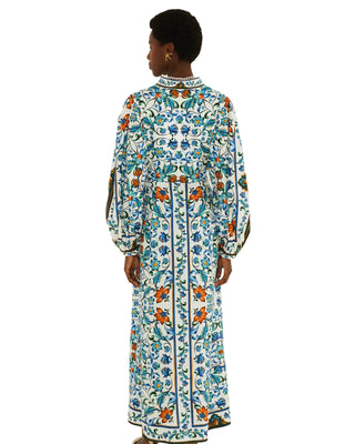 Flora Tile Off-White Maxi Dress