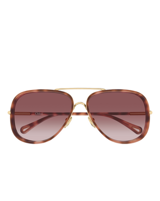 Chloe Oversized Aviator Sunglasses- Red/Gold