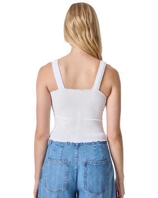 Organic Smocked Tank- White