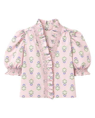 Baby Pink Floral Puff Sleeve Top