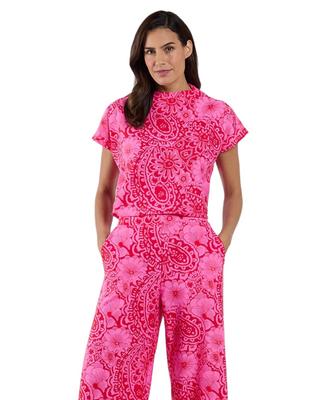 Tillie Top- Painted Paisley Red