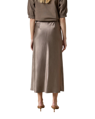 Slub Woven Bias Skirt- Shittake