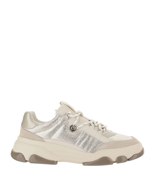 Athena Sneaker- Laminated Platinum Suede