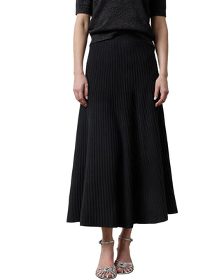 Knit Flared Skirt- Black