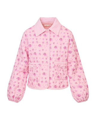 Quinlette Floral Quilted Jacket- Raspberry Fields