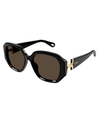 Chloe Marcie Square Sunglasses- Black + Black/Brown Gradient 56MM