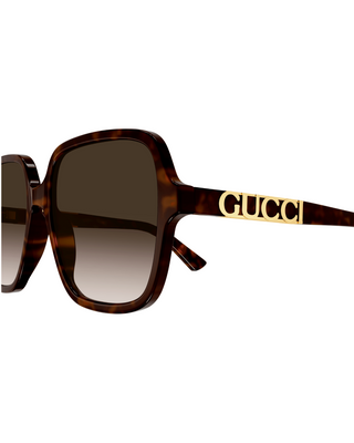 Gucci Narrow Square Sunglasses- Havana Brown
