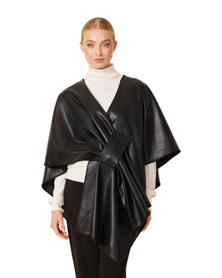 Faux Leather Pull Through Wrap- Black (One Size)