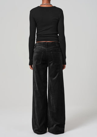 Loli Mid Rise Baggy Jean- Velvet Black