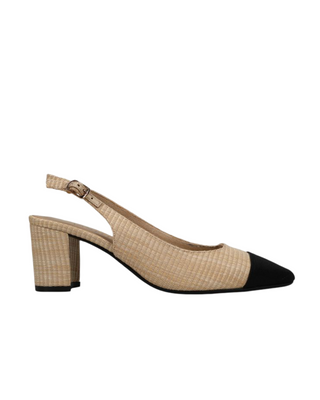 Jala Slingback Pump- Beige Raffia