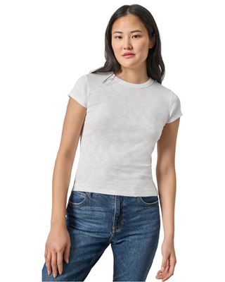 Ribbed Slub Crewneck Tee- White