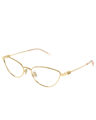 Valentino Optical Metal Narrow Cat Eye Frames- Gold/Transparent